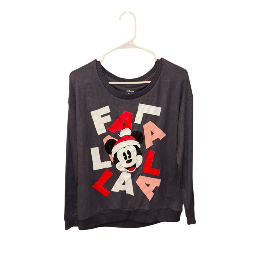 NWT Disney Festive Santa Mickey Mouse “Fa La La” Holiday Sweatshirt Size Small